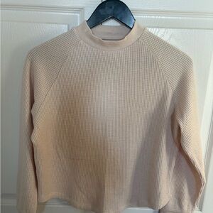 Madewell Women's Beige Waffle Knit  Crew Neck